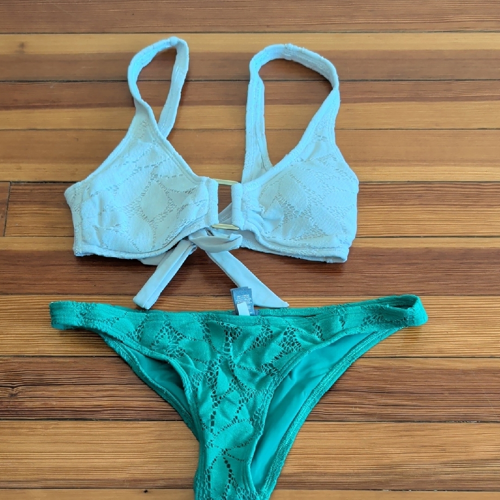 Aerie Light Blue and Teal Bikini